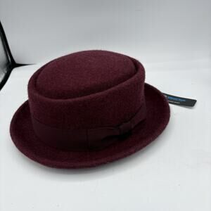 Different Touch Hat Womens Size XL 7 1/2 Wool Fedora‎ Burgundy Ribbon Tie